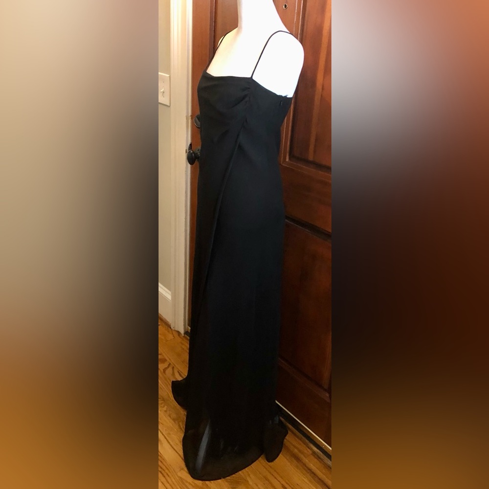 Timeless Black Spaghetti Strap Classic Long Cocktail Dress - Picture 3 of 8